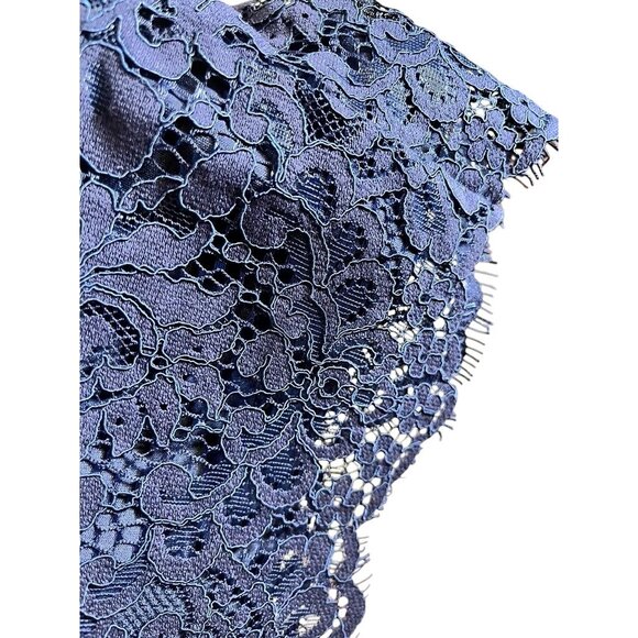 Floral Lace Wide Leg Pant M Blue Boho Hippie Indie Folk Western Classic Chic 80s - Picture 4 of 10